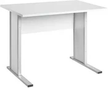 M&ouml;belpartner Schreibtisch rechteckig, hellgrau, Kufen-Gestell silber, 90x65cm (701419)