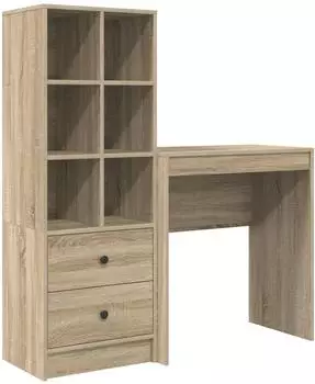 vidaXL Schreibtisch mit Schubladen und Regal Sonoma-Eiche 2er-Set (3337307)