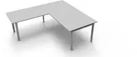Schreibtisch Form5 200 200x100x68-82cm / Anbau 120x80cm lichtgrau