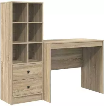 vidaXL Schreibtisch mit Schubladen und Regal, Sonoma-Eiche, 2er-Set (3337363)