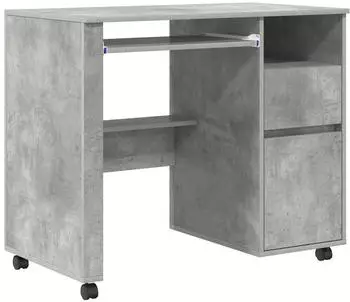 vidaXL Schreibtisch mit R&auml;dern betongrau 91x50x77cm (869533)