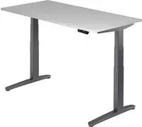Arbeitstisch 160x80 cm Platte grau, Gestell graphit, elektrisch h&ouml;henverstellbar -