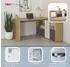 FMD Lexo Eckschreibtisch mit Sideboard, betonfarben/weiß, 136x74x66,5cm (353-001)