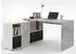 FMD Lexo Eckschreibtisch mit Sideboard, betonfarben/weiß, 136x74x66,5cm (353-001)