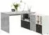 FMD Lexo Eckschreibtisch mit Sideboard, betonfarben/weiß, 136x74x66,5cm (353-001)