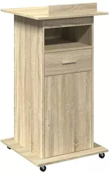 vidaXL Rednerpult mit Rollen & Schublade Sonoma-Eiche 55x55x107cm (848026)