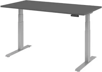 Hammerbacher XDKB16 Sitz-Steh-Schreibtisch elektrisch h&ouml;henverstellbar 160x80cm graphit/silber (VXDKB16/G/S)