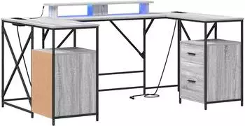 vidaXL Schreibtisch Sonoma-Grau 182x101x87,5cm Holzwerkstoff (3376139)