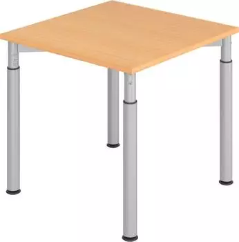 Hammerbacher Y-Serie Schreibtisch 80x80cm, h&ouml;henverstellbar 68-82cm, Buche/Silber (VYS08/6/S)