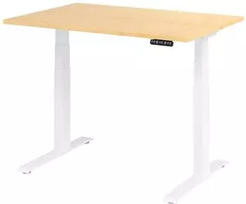 Hammerbacher XDKB12 Sitz-Steh-Schreibtisch elektrisch h&ouml;henverstellbar 120x80cm, Ahorn/wei&szlig; (VXDKB12/3/W)