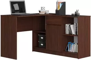 Akord Furniture Factory Eckschreibtisch B17 mit Kommode, Wenge, 120cm (B17)