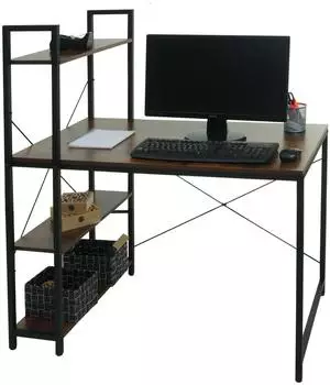 MCW Schreibtisch mit Regal MCW-K81, 100x60cm, Metall/MDF, braun (MCW-K81)