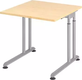 Hammerbacher Z-Line Schreibtisch C-Fu&szlig; 80x80cm, h&ouml;henverstellbar 68-82cm, Ahorn/silber (VZS08/S)