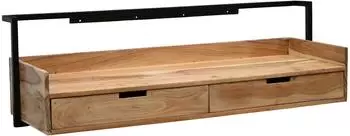 Wohnling Wandschreibtisch Akazie Massivholz 120cm, 2 Schubladen, schwebend (WL7.440)