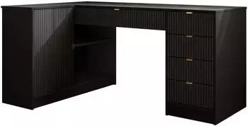 Mirjan24 Tireno Eckschreibtisch 5 Schubladen, schwarz, 158x76x98cm
