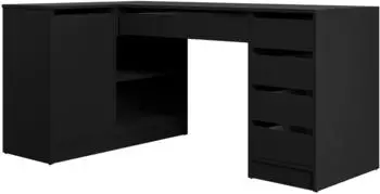 Mirjan24 Eckschreibtisch Ada, 5 Schubladen, schwarz, 158x76x98cm