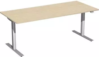 Geramöbel Elektro Flex Sitz-Steh-Schreibtisch 180x80cm, elektrisch höhenverstellbar 65-125cm, ahorn/silber (S-08F1808-AS)