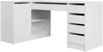 Mirjan24 Ada Eckschreibtisch 5 Schubladen, wei&szlig;, 158x76x98cm