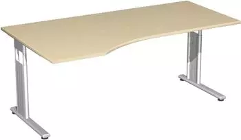 Geramöbel Schreibtisch Flex C-Fuß links, höhenverstellbar, ahorn/silber (S-617306-AS)