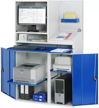 Rau Computerschrank 67T mit Monitorgeh&auml;use, Tastaturauszug, 1100x520x1770mm (07-1100T-M67-MG5.11)