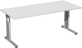 Geramöbel C-Fuß Flex Schreibtisch 180x80cm, höhenverstellbar, lichtgrau/silber (S-617146-LS)