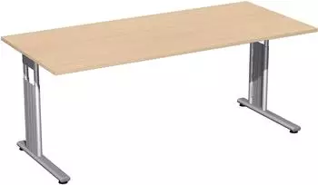 Geramöbel C-Fuß Flex Schreibtisch 180x80cm, höhenverstellbar, ahorn/silber (S-617146-AS)
