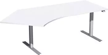 Geramöbel Flex Winkelschreibtisch elektrisch höhenverstellbar 135° links, 2166x1130mm, weiß/silber (S-08F1615-WS)