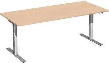 Geramöbel Elektro Flex Sitz-Steh-Schreibtisch 180x80cm, elektrisch höhenverstellbar, buche/silber (S-08F1808-BS)