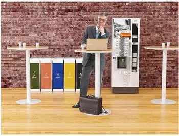 Paperflow easyDesk Stehtisch rund Spanplatte buche/weiß Ø80cm, 110cm (MDE80.13.23)