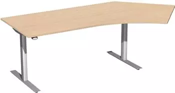 Geram&ouml;bel Elektro Flex Sitz-Steh-Schreibtisch Winkel 135&deg; rechts, 2166x1130mm, buche/silber (S-08F1616-BS)