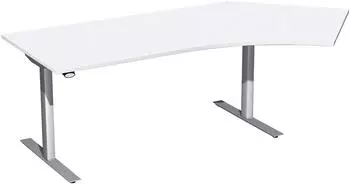 Geram&ouml;bel Elektro Flex Winkelschreibtisch 135&deg; rechts, h&ouml;henverstellbar 65-125cm, 2166x1130mm, wei&szlig;/silber (S-08F1616-WS)