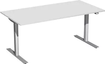 Geram&ouml;bel Elektro Flex Sitz-Steh-Schreibtisch 160x80cm, elektrisch h&ouml;henverstellbar, lichtgrau/silber (S-08F1608-LS)