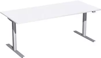 Geram&ouml;bel Elektro Flex Sitz-Steh-Schreibtisch 180x80cm, elektrisch h&ouml;henverstellbar, wei&szlig;/silber (S-08F1808-WS)