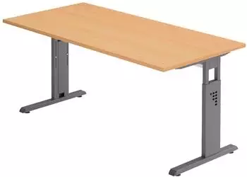 bümö Serie-O Schreibtisch höhenverstellbar 180x80cm, Buche/Graphit (BU-OS-19-6-G)