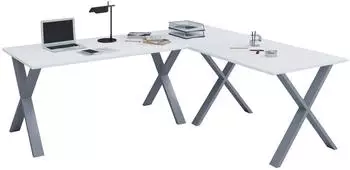 VCM Lona X Eckschreibtisch L-Form 190x190cm, wei&szlig;-silber