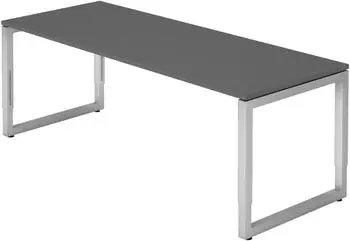 bümö Serie-R Schreibtisch höhenverstellbar 200x80cm, graphit/silber (BU-RS-20-G-S)