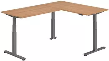 b&uuml;m&ouml; Eckschreibtisch XDSMW elektrisch h&ouml;henverstellbar L-Form 160x220cm, Nussbaum/Graphit (BU-XDSMW-1614-N-G)