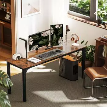 HomCom Schreibtisch Industrie-Design 180x60x75cm, Stahlgestell, rustikal braun (920-096V80RB)