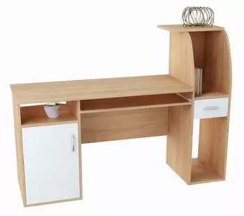 Home Collective Schreibtisch mit 2 Einlegeb&ouml;den, Laminat, Sonoma/wei&szlig;, 150x112cm