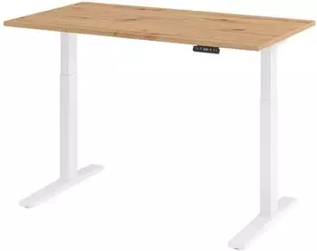 b&uuml;m&ouml; XMKA elektrisch h&ouml;henverstellbarer Schreibtisch 140x80cm, Asteiche/wei&szlig; (BU-XMKA14-R-W)
