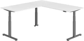 b&uuml;m&ouml; XDSMW Eckschreibtisch L-Form elektrisch h&ouml;henverstellbar 200x220cm wei&szlig;/graphit (BU-XDSMW-2014-W-G)