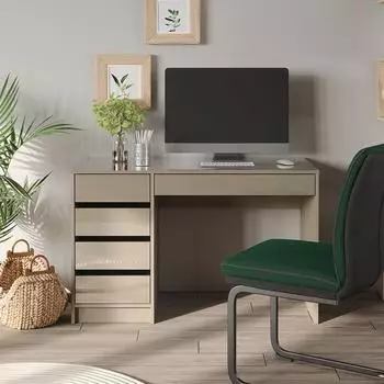 VICCO Sherry Schreibtisch greige hochglanz, 5 Schubladen, 55x120cm (57919)