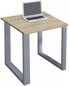 VCM Lona U Schreibtisch 80x76x50cm, Sonoma-Eiche, Metallgestell silber