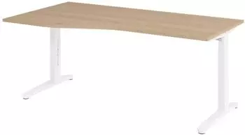 b&uuml;m&ouml; Serie-XB Freiform-Schreibtisch 180x100cm, h&ouml;henverstellbar, Eiche/wei&szlig; (BU-XB-18-E-WW)