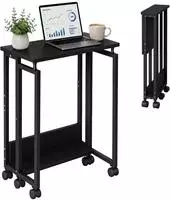 Relaxdays Schreibtisch klappbar mit Rollen Schwarz