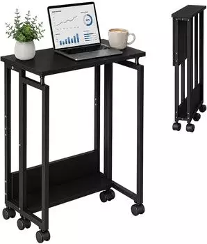 Relaxdays Schreibtisch klappbar mit Rollen, schwarz, 60x50x75cm (10054310_9624)