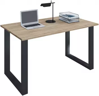 VCM Lona U Schreibtisch 160x80cm, Metallgestell, Sonoma-Eiche/schwarz