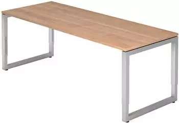 b&uuml;m&ouml; Schreibtisch Serie-R h&ouml;henverstellbar 200x80cm, nussbaum/silber (BU-RS-20-N-S)
