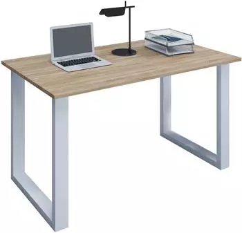 VCM Lona U Schreibtisch 140x80cm wei&szlig;/Sonoma-Eiche (95400118-0)