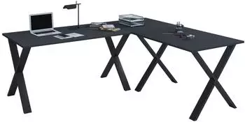 VCM Lona X Eckschreibtisch L-Form 160x130cm, schwarz/anthrazit (919774)